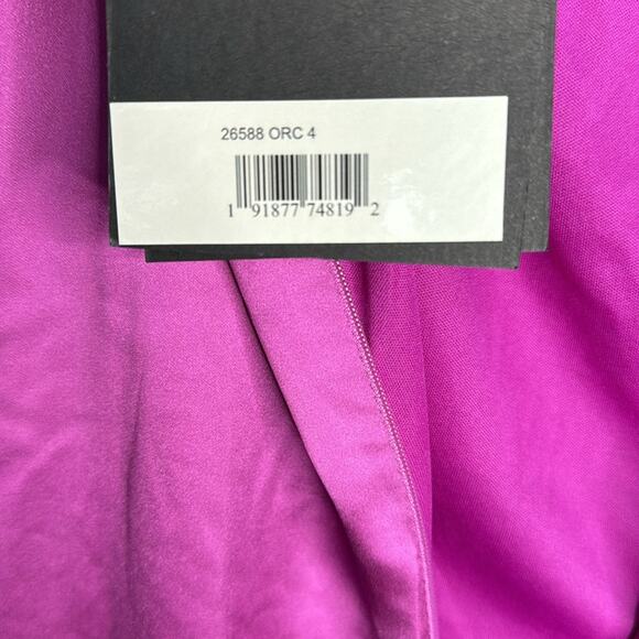 NWT IEENA for MAC DUGGAL Orchid One Shoulder Satin Puff Sleeve Side Ruched Gown - Picture 10 of 13